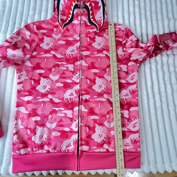 Camo Shark Full Zip Hoodie Unisex Size M Color: Hot Pink Camo - Picture 3 of 10